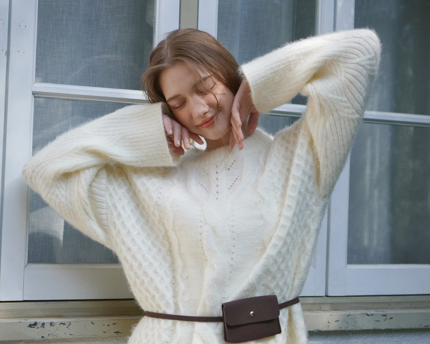 Feather cable pullover/2color