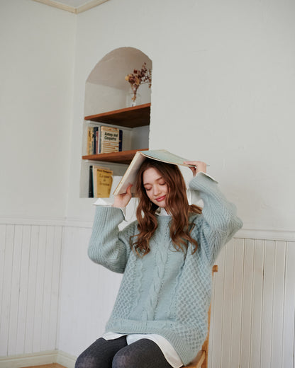 Feather cable pullover/2color