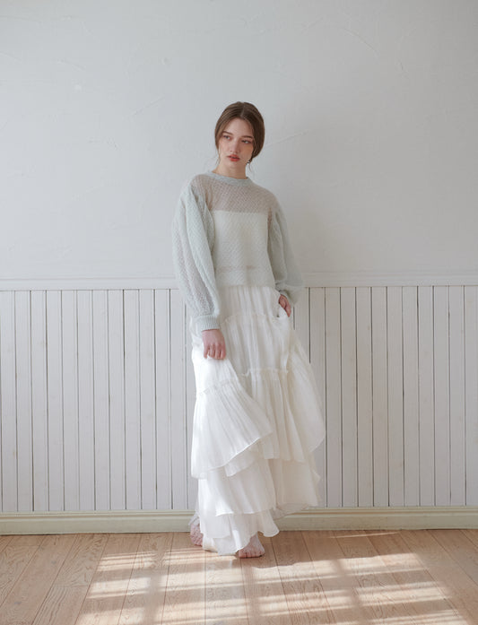Volume sleeve ribbon pullover/2color