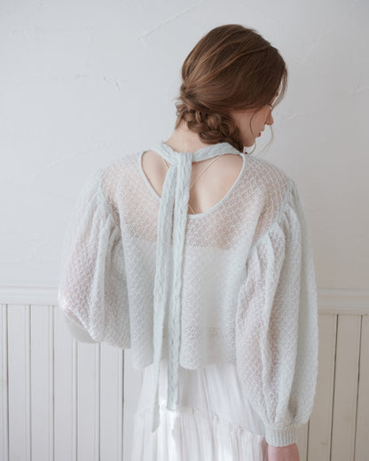 Volume sleeve ribbon pullover/2color