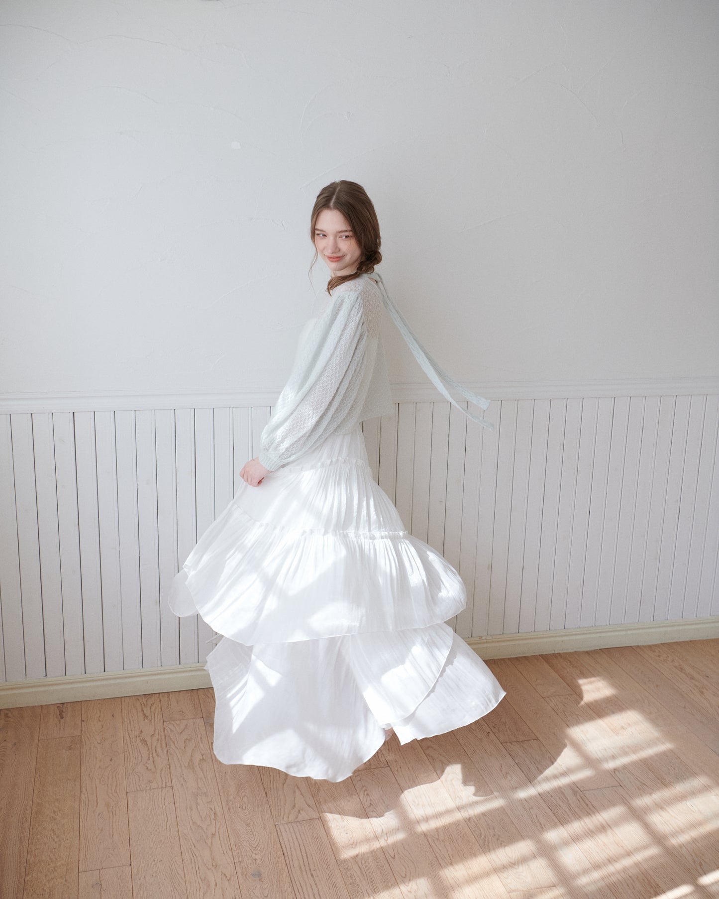 Volume sleeve ribbon pullover/2color