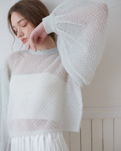 Volume sleeve ribbon pullover/2color