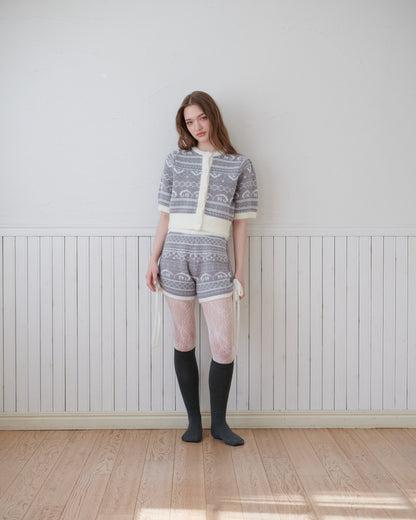 Fair lsle pattern cardigan/2color