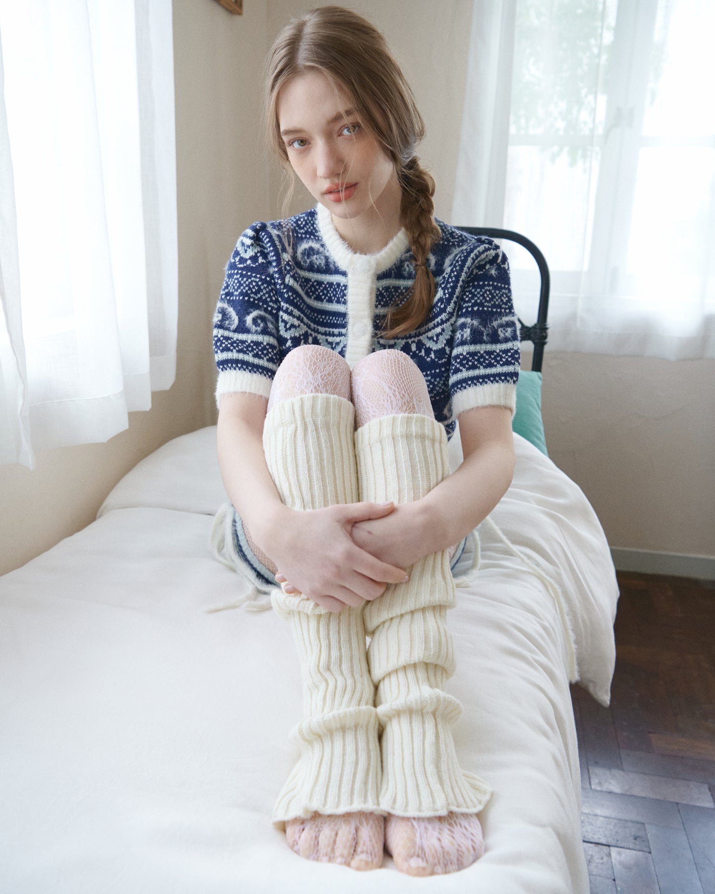 Fair lsle pattern cardigan/2color