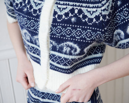 Fair lsle pattern cardigan/2color