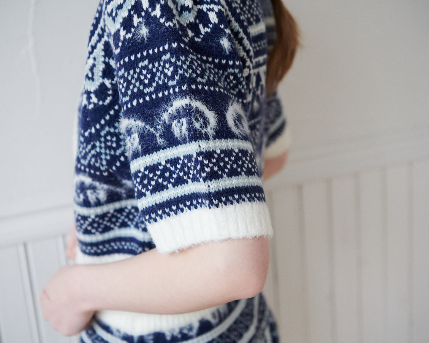 Fair lsle pattern cardigan/2color