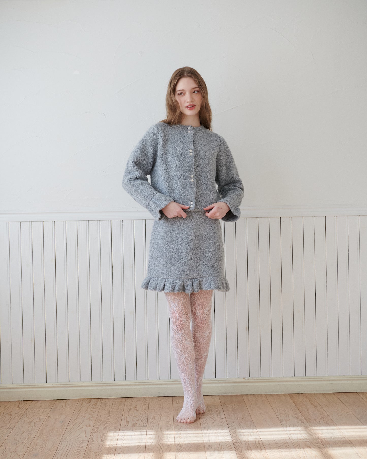 Loop Yarn Frill Cardigan/2color