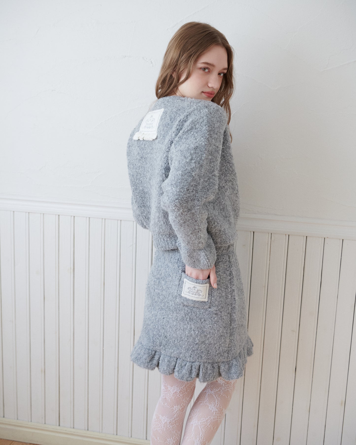 Loop Yarn Frill Skirt/2color