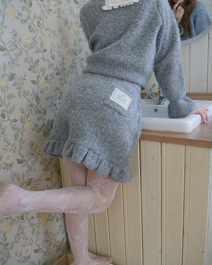 Loop Yarn Frill Skirt/2color