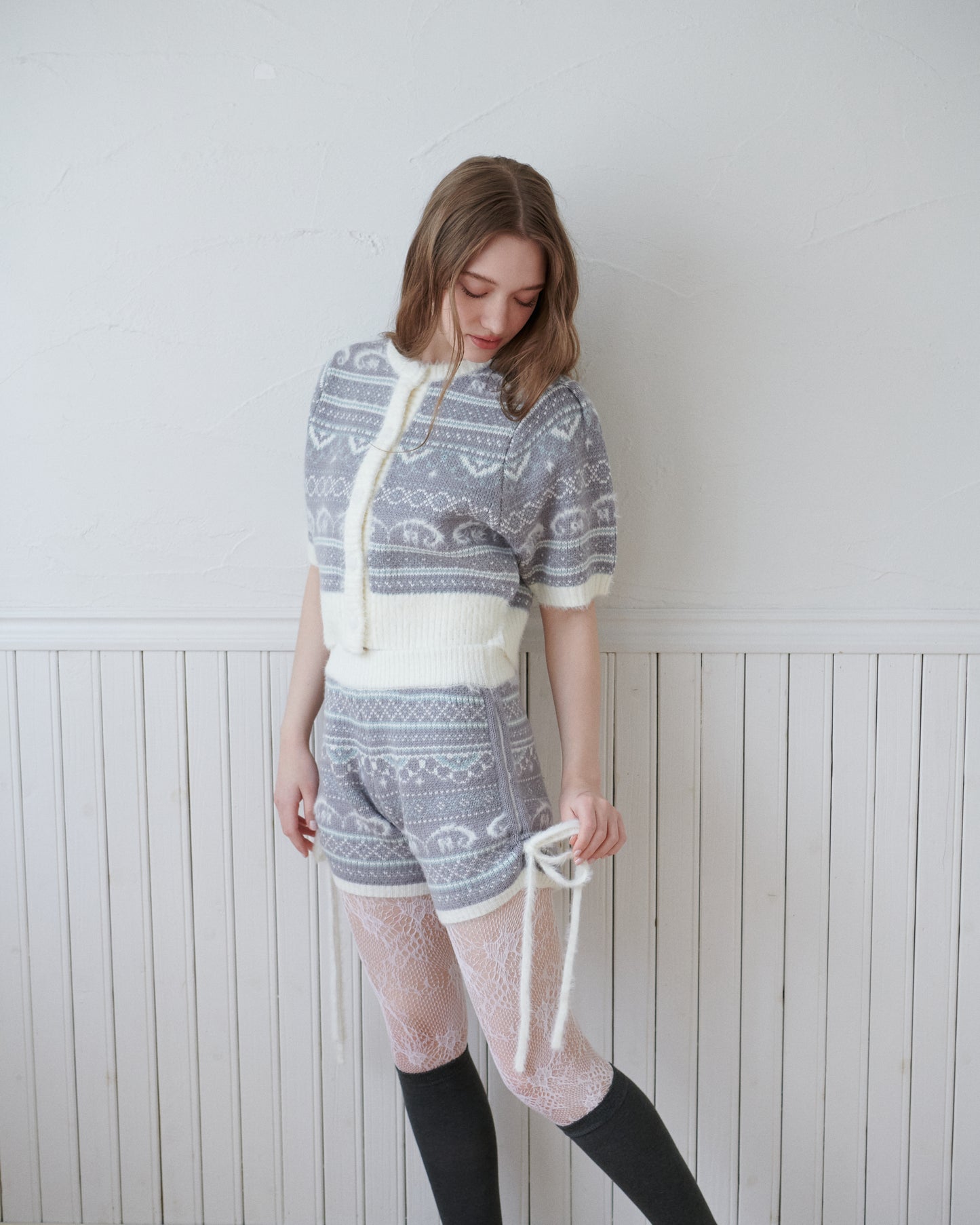 Fair lsle pattern pants/2color