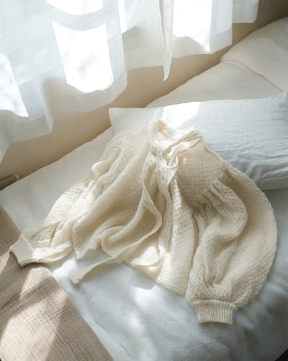 Volume sleeve ribbon pullover/2color